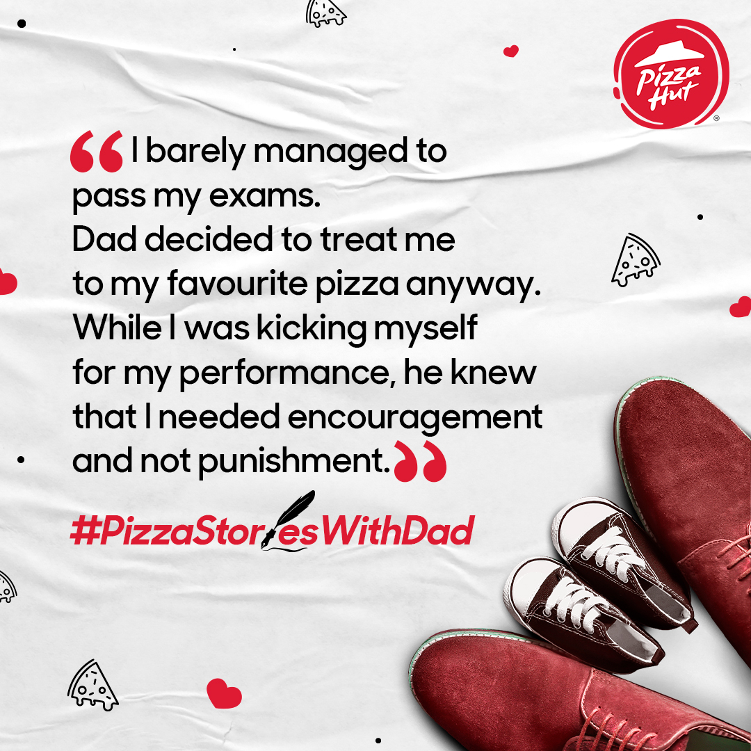 PizzaHutIN's tweet photo. For a father, his child is always perfect💖. Celebrate this Father’s Day by sharing your stories with dad while having a Pizza🍕 and you can win Pizza Hut vouchers worth Rs. 1000! 😍 
#PizzaStoriesWithDad https://t.co/6WBpzNDKKN