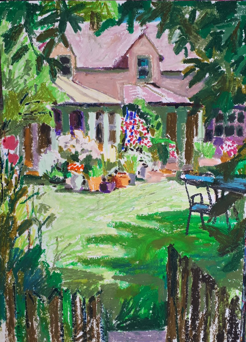 Putting the pastels to use #garden #flowers #summer #oilpastel #sunshine