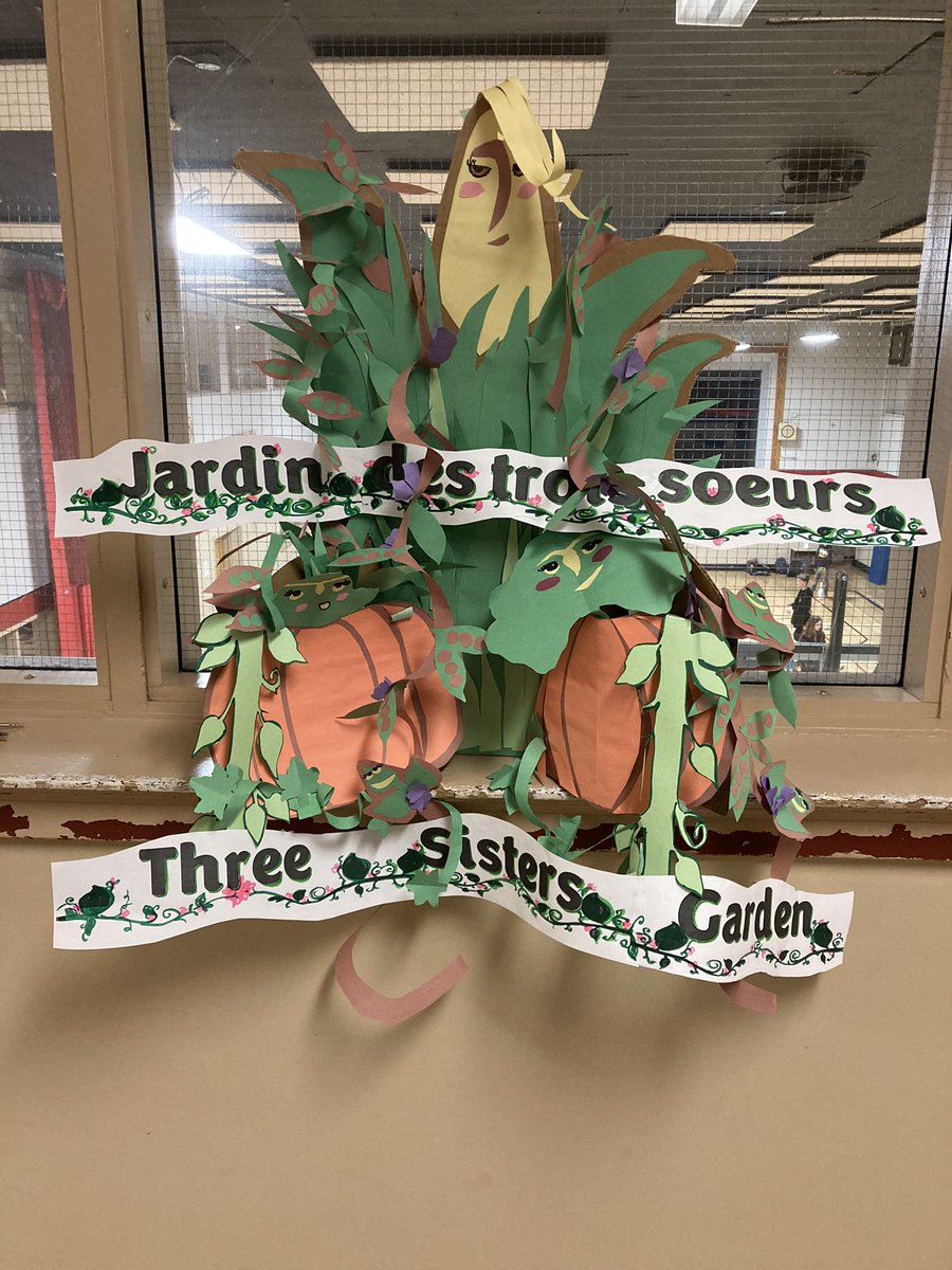 NickMattatall's tweet photo. Check out this great piece of Art created by 5 Gautreau showcasing their learning about traditional 3 Sisters Gardens planted by some of Canada’s First Nation’s Communities. We are adding a 3 Sisters Planting Site to our Bessborough School Garden @AnglophoneEast @tracylandry22 https://t.co/cGUXhzIqkA