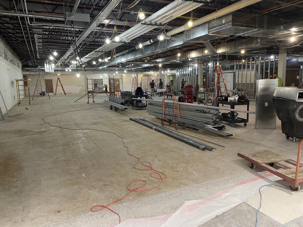 Work continues this summer in the commons and media center spaces. Enlarging and renovating the commons area as well as creating a new entry to Graff Auditorium.