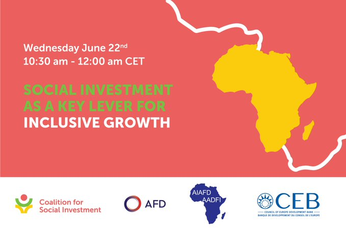 AFD_en's tweet photo. 🗓️22 JUNE - #Coalition4SocialInvestment webinar
👉Present some opportunities brought about by social investments, based on recent work by the Coalition
👉Discuss why financial institutions should mainstream social elements in their investment decisions.
➡️https://t.co/LuPekc57mi https://t.co/Fs03FjIqce