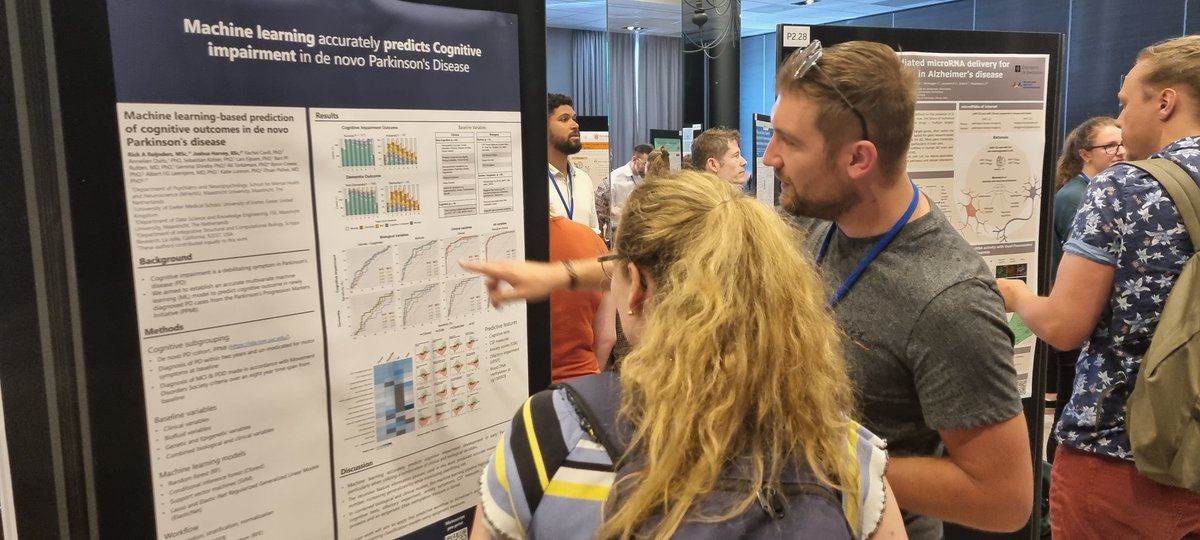 Rick Rejinders is presenting his joint work with <a href="/Josiaharvey/">Josh Harvey</a> on #AI based perdiction of cognitive function in newly diagnosed #Parkinsons disease.#DNM22