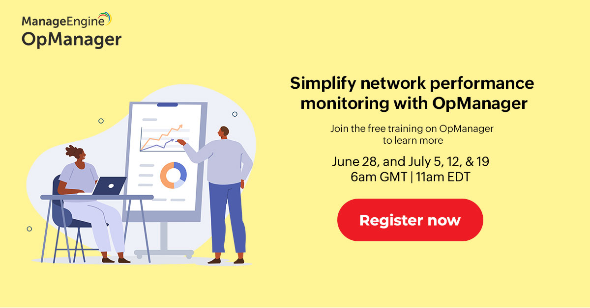 manageengine's tweet image. Join our free webinar series on June 28 and July 5, 12, and 19 to learn from our experts about how to simplify network performance monitoring with OpManager. Register now: manageengine.com/itom/free-traiโฆ
#NetworkMonitoring #NetworkMonitoringTools #FreeTraining