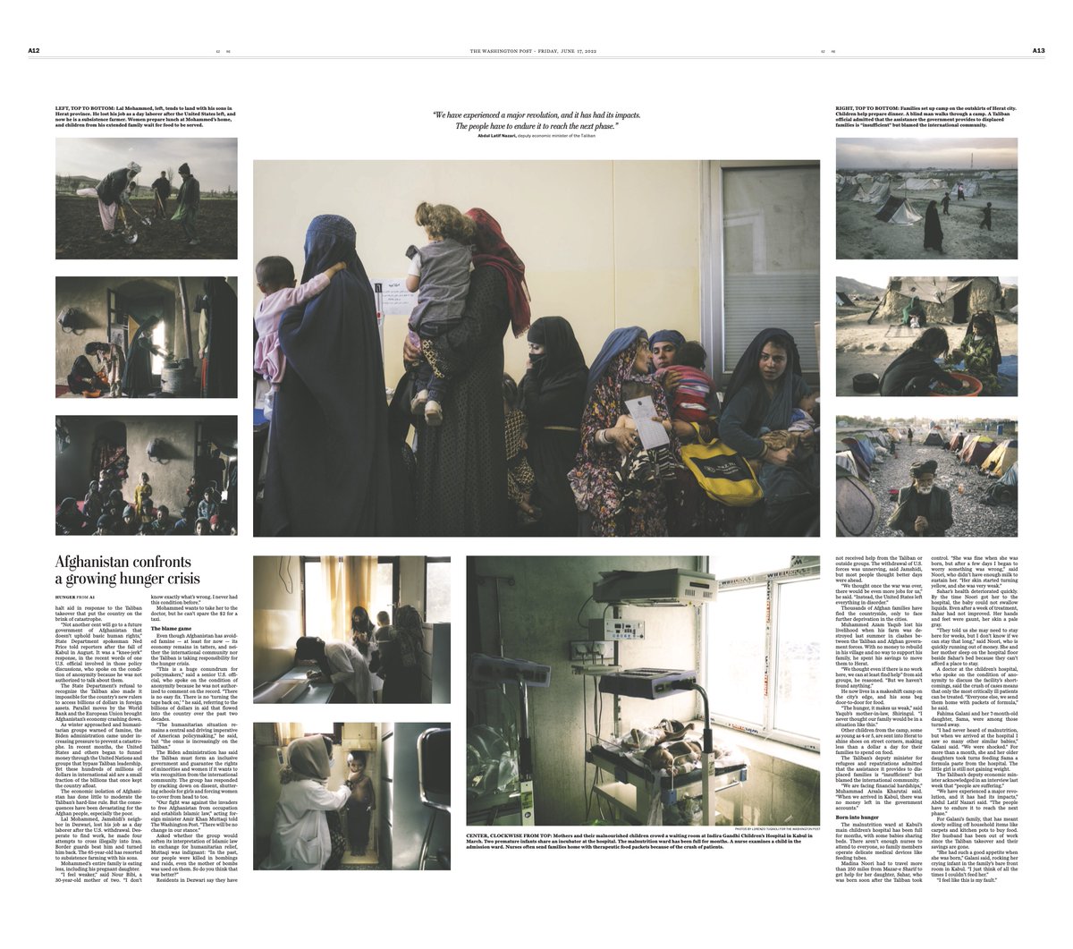 Print love for @LorenzoTug's photographs and @sgreports's reporting on Afghanistan's hunger crisis, with print design by @allisonnmann.