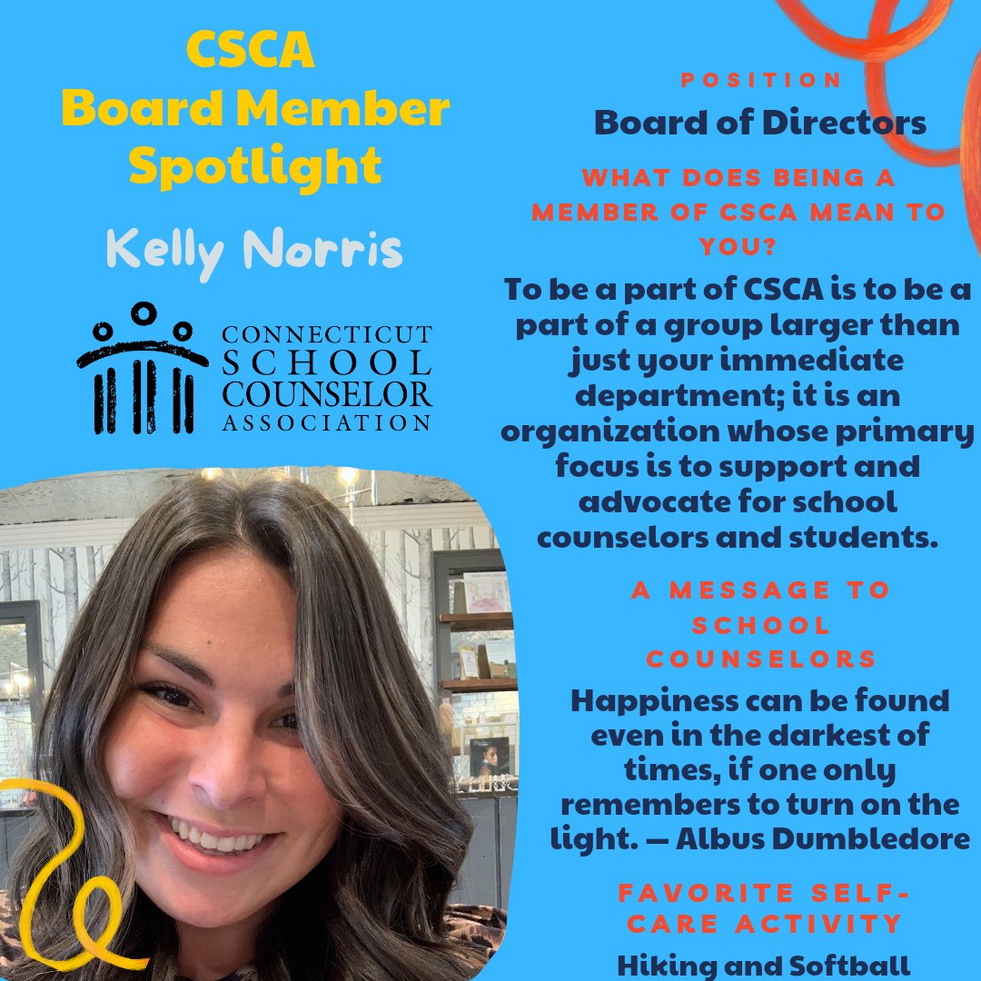 CSCA_Counseling's tweet image. @CSCA_Counseling 2021-2022 Board Member Spotlight🎇Kelly Norris🎇Board of Directors🚶‍♀️🥎