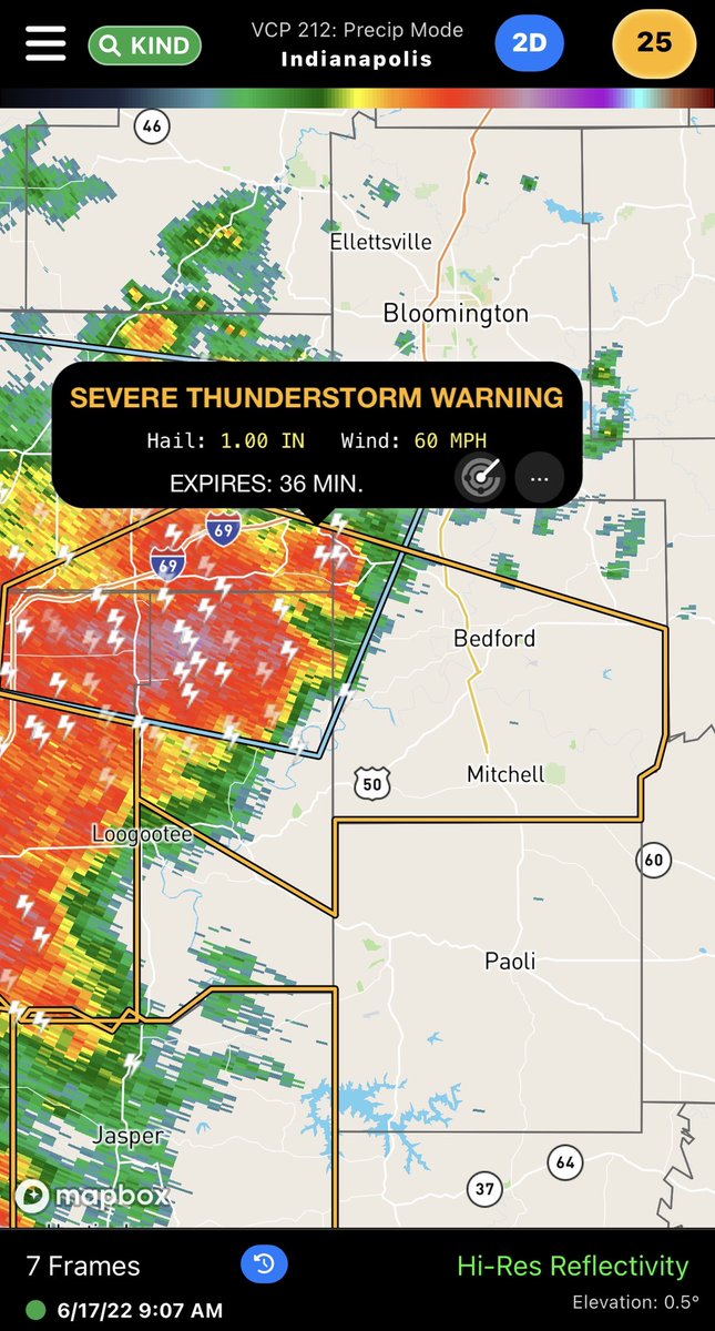 SCI_WX's tweet photo. 🚨Weather Alert🚨 SEVERE THUNDERSTORM WARNING for Greene and Lawrence Co until 945am 6/17. Wind gusts up to 60mph. This includes Bedford and Mitchell. https://t.co/mIFIfh6IUd