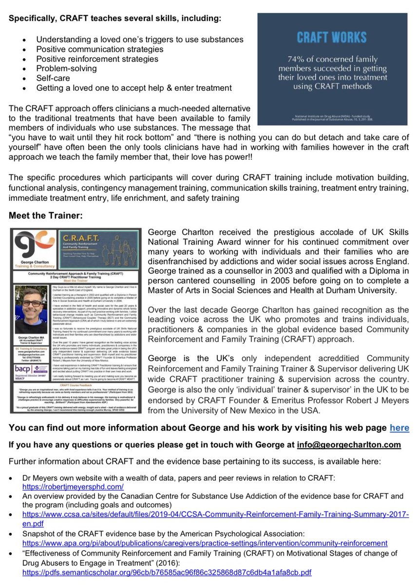 GBMC73's tweet photo. 🤓#Buzzing to bring #CRAFT #Pract #Training back to #Medway in #July ✅
👉🏻CRAFT is aimed at #practitioners who support families impacted by #addiction or those working in a supporting role with #families or pwud❤️
👉🏻Work in #Medway? Fancy joining the #training 🤔 DM for info 🤓 https://t.co/GwY4NvYDfi