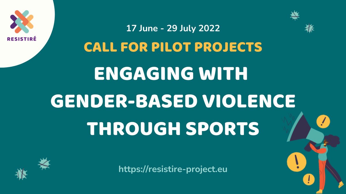 Resistire_EU's tweet photo. 📢New open call for pilots!

🏅We are funding pilot projects creating a programme of activities to be implemented through sport, raising awareness and increasing prevention of #GBV among young people, coaches and managers.   

📆Apply by 29 July, 17:00 CET.

Find out more! 👇 https://t.co/W1Dx713xCJ