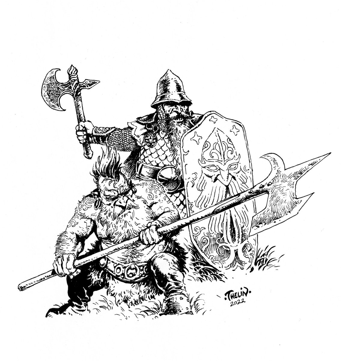LukasThelinArt's tweet photo. Good Ink Afternoon!
Dwarf Irregulars - cooldown ink from two days ago.
Sometimes you just gotta take your shirt off..
#inkdrawing #inkart #fantasyart #artistsontwitter https://t.co/HgAnIzYOgj