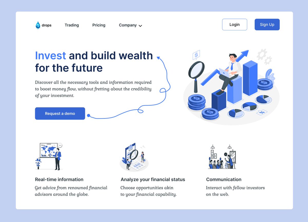 OlohijereFaith's tweet photo. Omo, it's been awhile but, as @phenomenuel says, we finish what we started!
Day 40
#our60daysofdesign
Presenting an imaginary Smart investment website called 'drops'.
What do you think?
@raheemat_atata @themoonkami https://t.co/2Qmb3acWnc