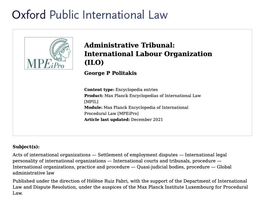 MPI_Luxembourg's tweet photo. #DidYouKnow the oldest operating #international #tribunal is the #ILO Administrative Tribunal? ILOAT has rendered 4400 judgements since 1927 and its #jurisdiction over #employment conditions is recognised by 59 #IntOrgs!
Read G. Politakis' #MPEiPro entry: https://t.co/NvvTQx7tXd https://t.co/zVVUCGGLWP