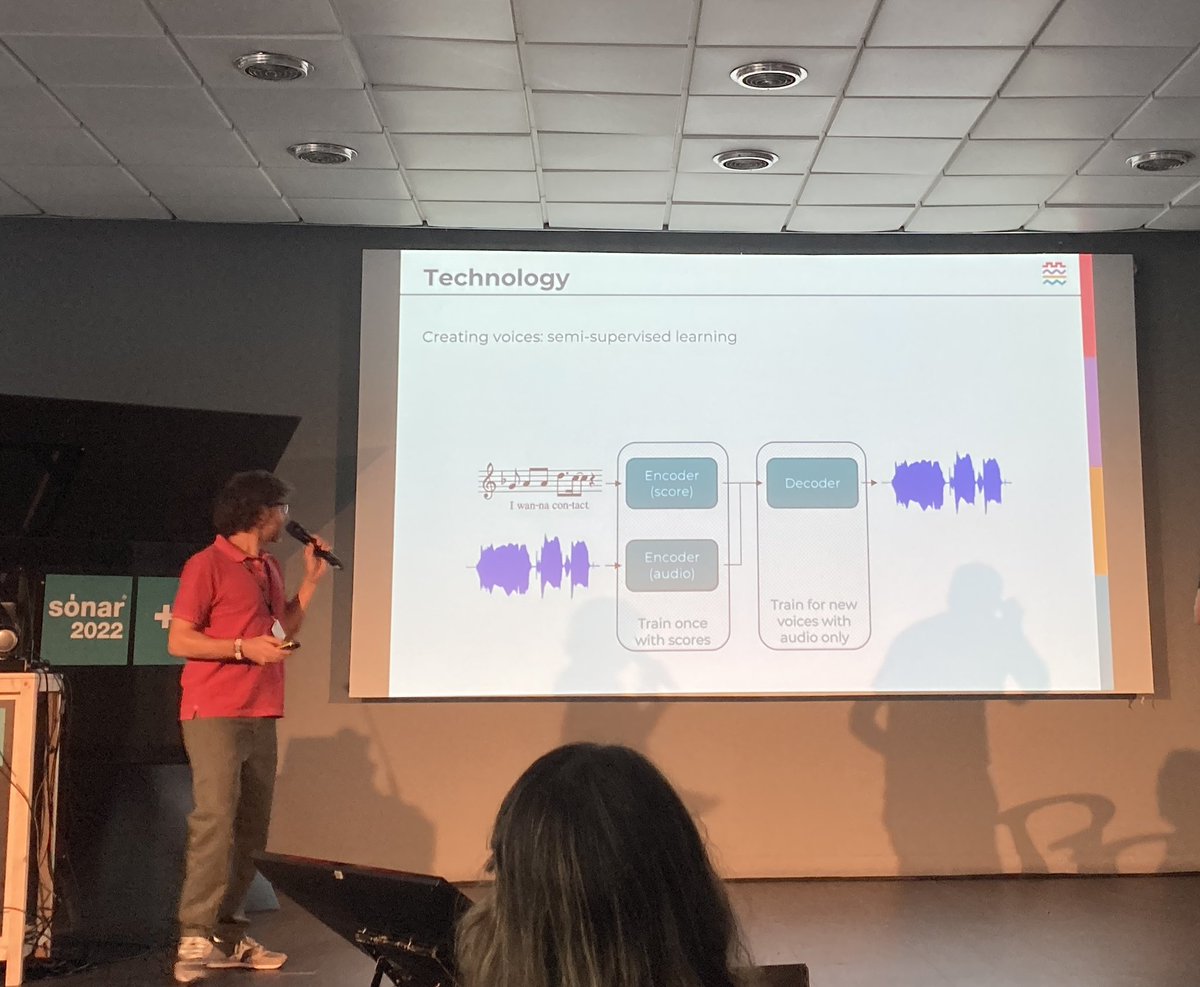 At #sonar2022 today listening to real-time singing voice synthesis by <a href="/VoctroLabs/">Voctro Labs</a> and electronic music! 🎶