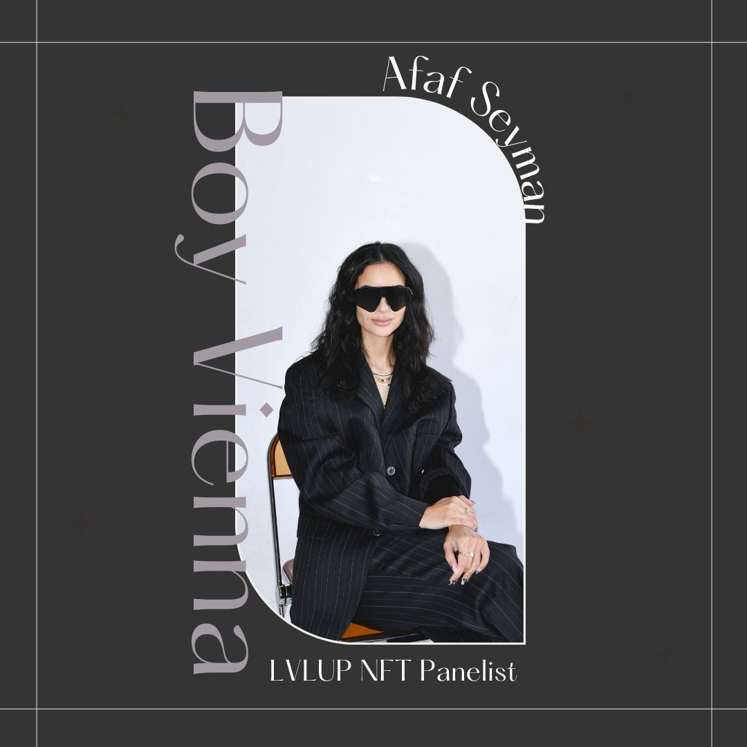 Introducing LVLUP NFT Panelist - Afaf Seyman (<a href="/ZeopatraNYC/">Zeopatra</a>)! 

Afaf is a #fashion designer and digital artist who created <a href="/Boy_Vienn_A/">Boy Vienna</a>, the first luxury vintage #NFT membership, as a means of sustainable creative expression. Join us June 20 for #NFTNYC - link in bio. #womeninweb3