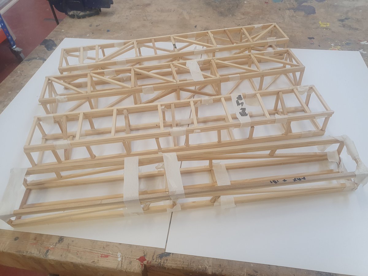 KGS_DandT's tweet photo. 1Z's bridges are finished and the glue just drying ready for testing to destruction next lesson! @KirkhamGrammar https://t.co/elEgBZ2arE