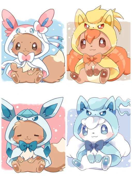 ポケモンを淡い色使い目指して描いてます_✍最近描いたポンチョシリーズ載せておきますー!
 #ホイップスペース 