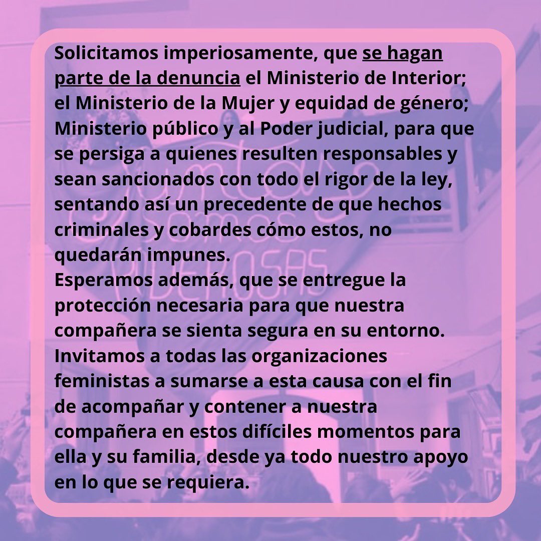 📢 | Declaración apoyo a nuestra compañera del Frente Feminista Región de Valparaiso Lorena Donaire