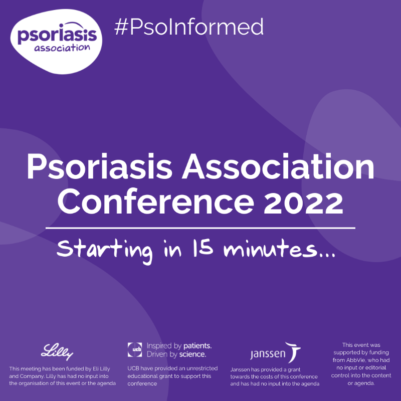 PsoriasisUK's tweet photo. Our Conference is starting in just 15 minutes… 

Whether you're joining us in person or on Zoom, we look forward to welcoming you! We'll be doing our best to tweet updates through the day.

Check out our packed agenda for a reminder of the line up ⬇️

#psoriasis #PsoInformed https://t.co/wCMfsuP24H