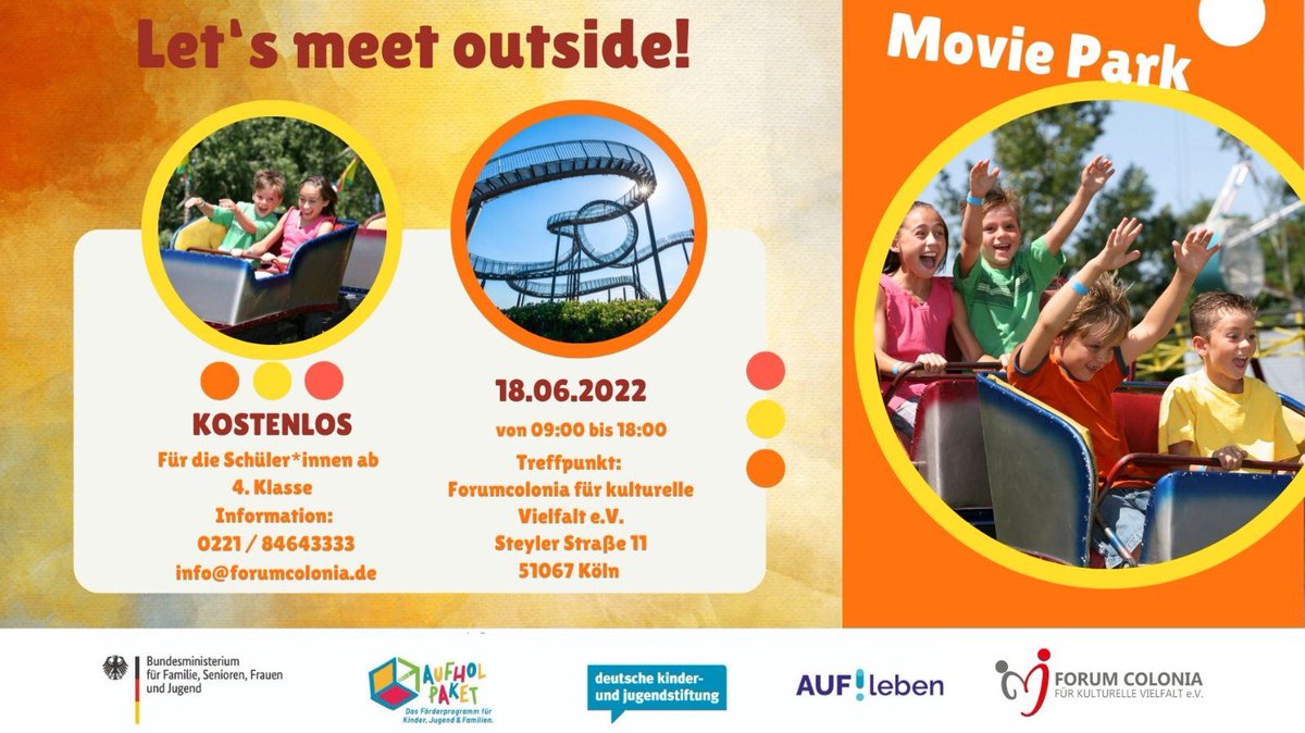 forumcolonia's tweet photo. Let’s meet outside Movie Park
•
•
•
#aufleben #outside #moviepark #fun #happy #forumcolonia https://t.co/pxKUNRbHYP