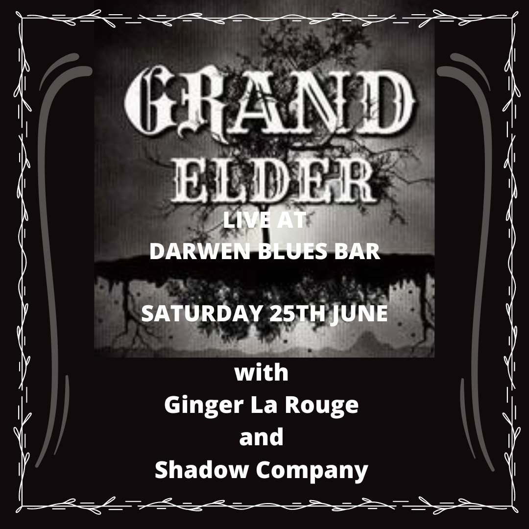 Join us at Darwen Blues Bar on Saturday 25th June for a night of excellence with Shadow Company and Ginger La Rouge.
Should be a good un! 
.
.
.
 #GrandElder #stonermetal #psychedelicmetal #livemusic #gigs #ukmetalbands #ukmetalband #metal #riffs #burlesque #gig #occultmetal