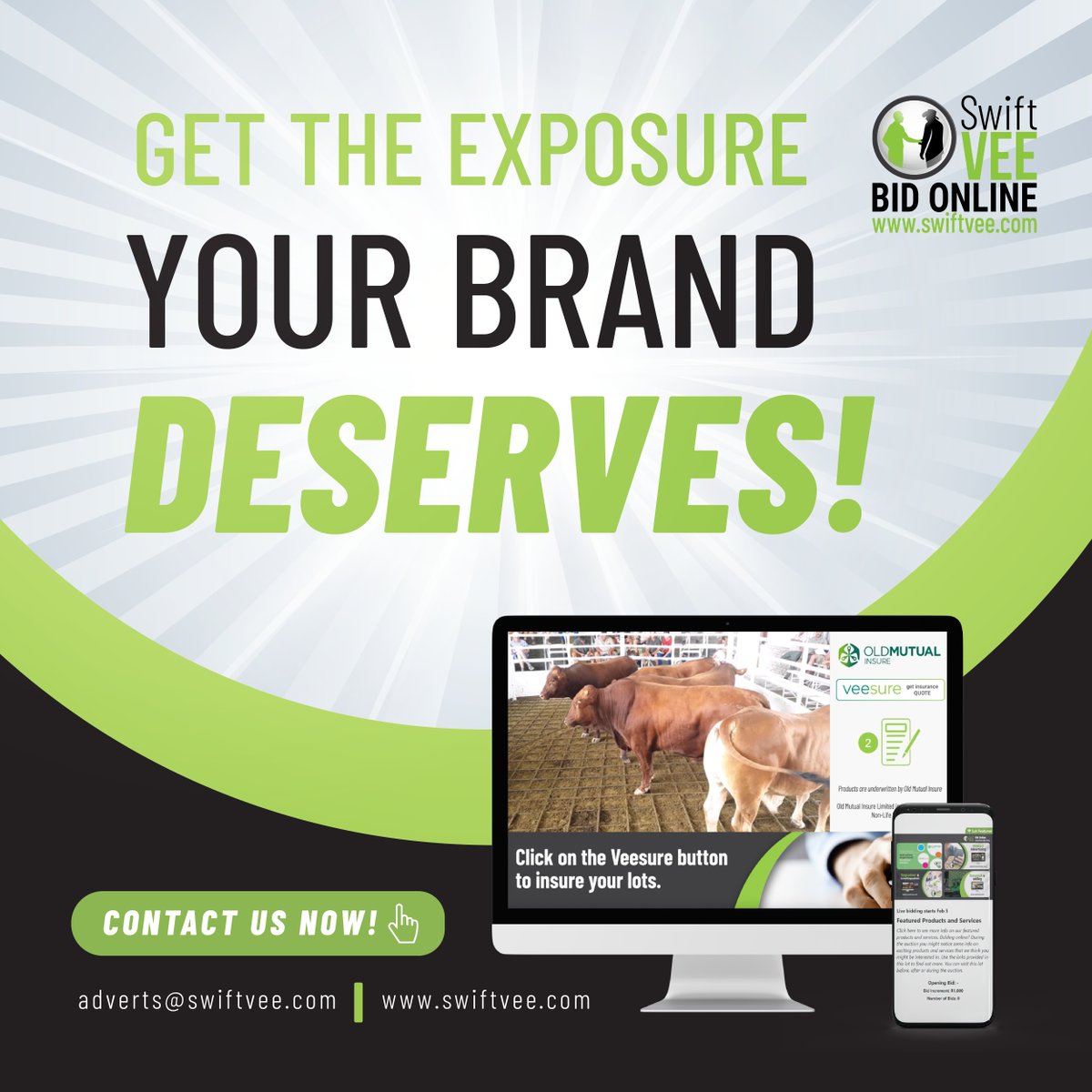 TeamSwiftVEE's tweet image. With our Webcast Advertising you can place your business in the spotlight before, during and after our live online auctions!

Send an email to adverts@swiftvee.com to find out more.

swiftvee.com/webcast_advert…

#onlineadvertising #SwiftVee #advertiseduringauctions