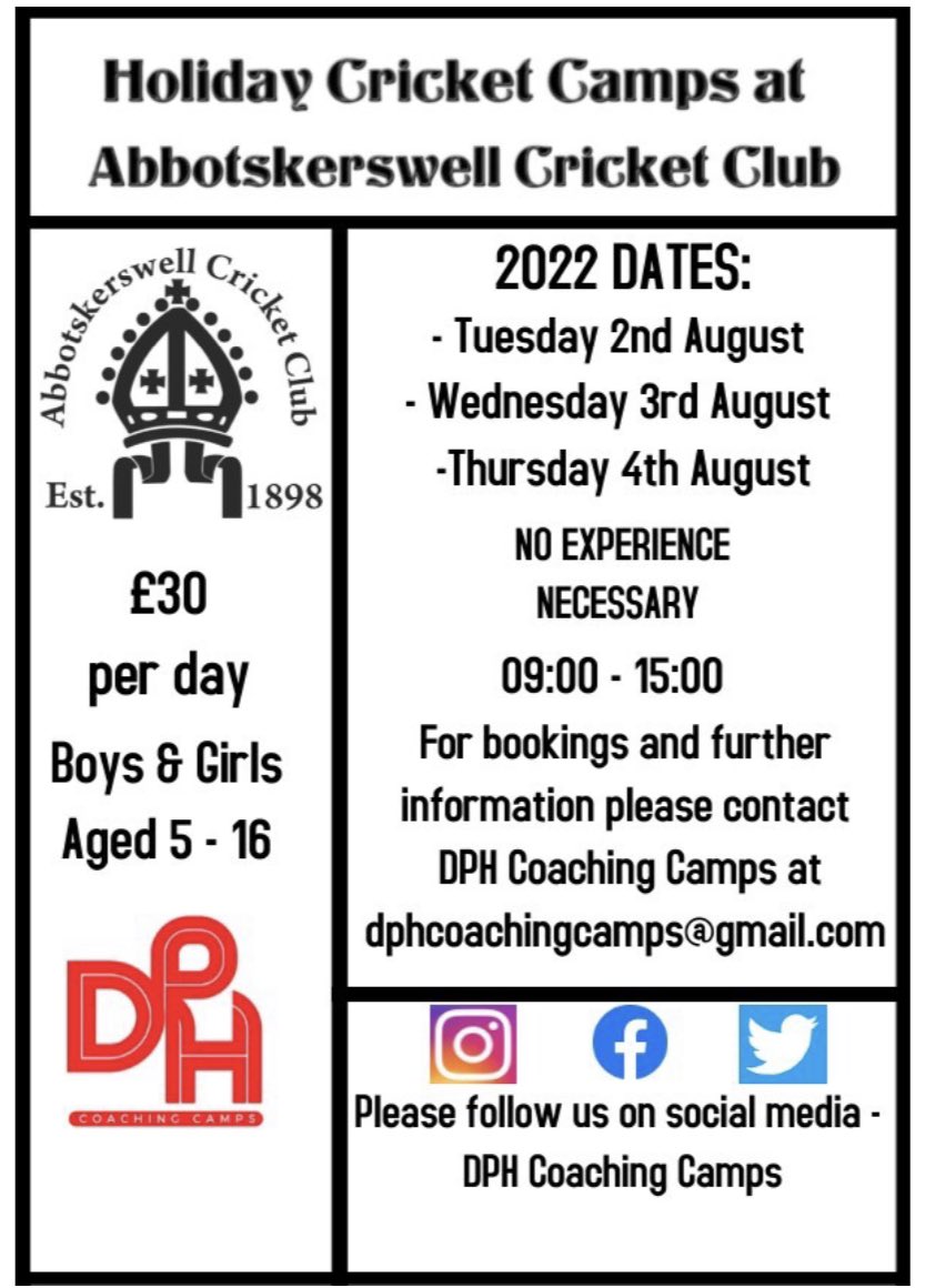 AbbotsCC's tweet photo. Book Early https://t.co/3XbS2idsLJ
