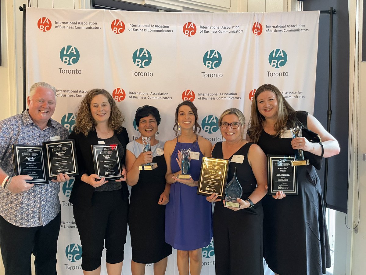 teresabaerg's tweet photo. The highlight of the night at @IABCToronto’s Ovation Awards was celebrating @sheridancollege’s Not-for-profit Communication Department of the Year award with a few members of our outstanding team! #OVATION22 https://t.co/ahNaMHTcaF