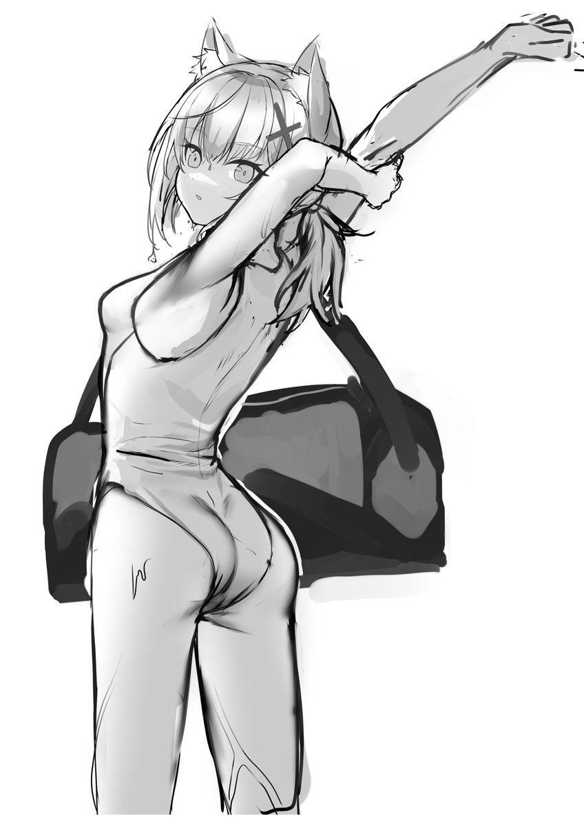 arakune_'s tweet image. シロコの水着見て止められんかった落書き