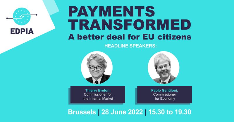 paytechdiplomat's tweet photo. Join us on 28 June in #Brussels to discuss together the #future of #payments &amp; #financialservices in Europe during the #EDPIA’s upcoming conference, “Payments Transformed: A better deal for EU citizens” with @ThierryBreton @PaoloGentiloni 
Register here👉https://t.co/ioGIv6JGZd https://t.co/7ikxOONUlh