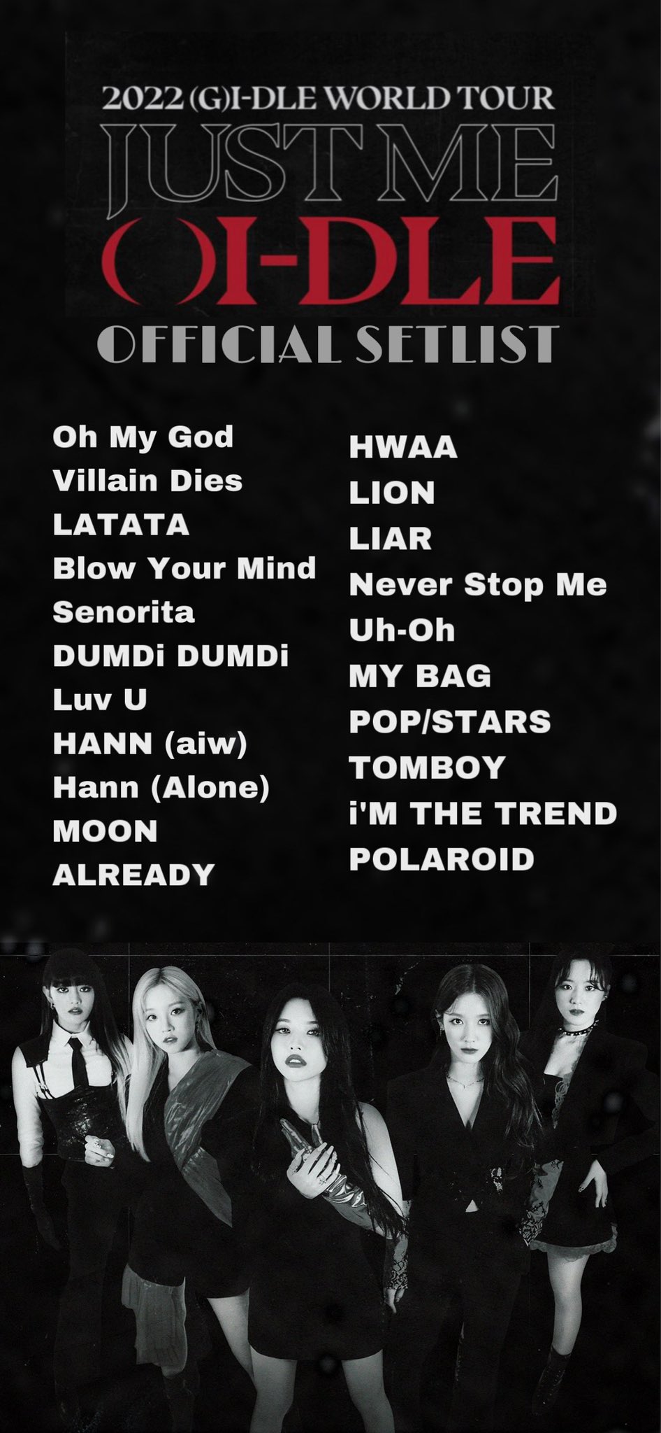 ♡gracie♡ on Twitter "Official Setlist for GIDLE first concert of their