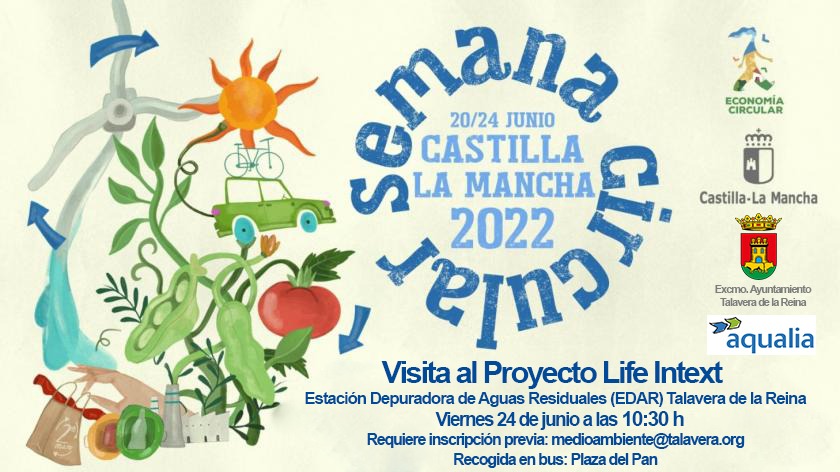 TalaveraAyto's tweet photo. Con motivo de la celebración de la #SemanaCircularDeCLM, el Ayuntamiento de #TalaveraDeLaReina, en colaboración la empresa #Aqualia, ha organizado una visita a las instalaciones del proyecto #LifeIntExt que está ubicado en la Estación Depuradora de Aguas Residuales (EDAR). https://t.co/ewxFTGuqDM