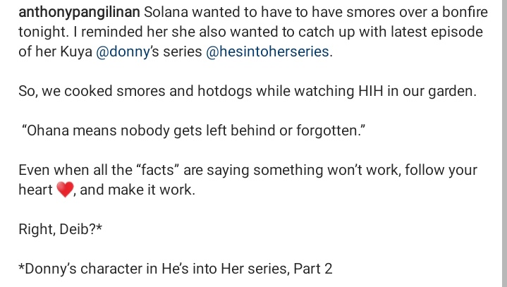 DonBelleOFC's tweet photo. |IG| @.anthonypangilinan and Solana watching the latest episode of #HesIntoHerSeason2

“Even when all the “facts” are saying something won’t work, follow your heart ♥️, and make it work. Right, Deib?”

🖇️: https://t.co/TbdseN4Cq2

#DonnyPangilinan | #HesIntoHerS2E9 
#DonBelle https://t.co/HNhtLpbO9Z