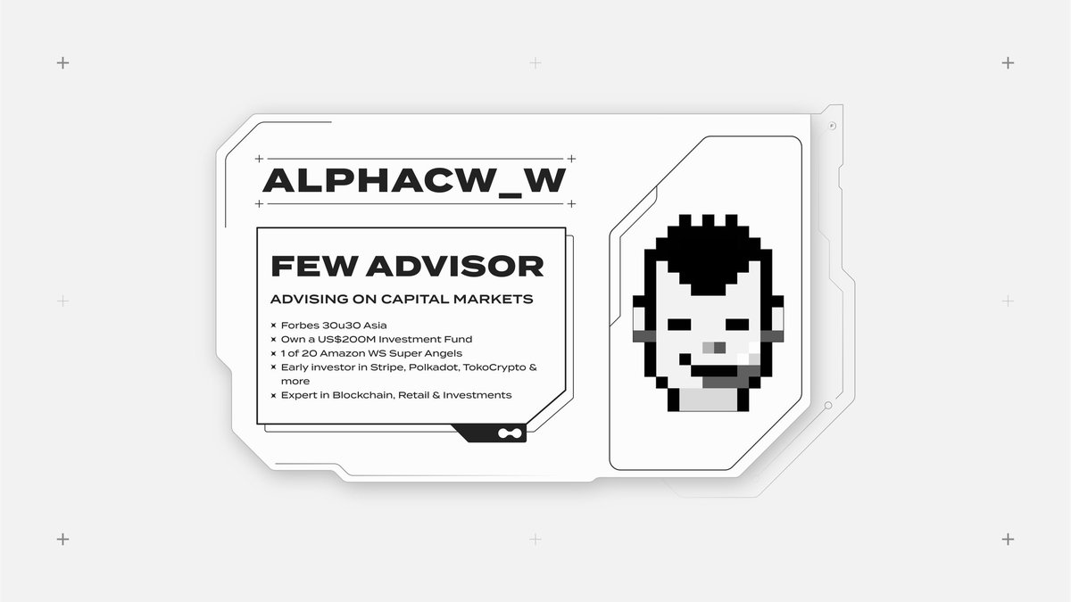 We’re excited to announce that <a href="/alphacw_w/">farzad faeiz</a> is joining FEW as an advisor! 

AlphaW is a cofounder of the $200 million Alpha CW Fund. He was an early investor in Polkadot and Solana. His invaluable Web3 expertise will help position FEW as a leader in the metaverse!

#FEWisPLOTTING