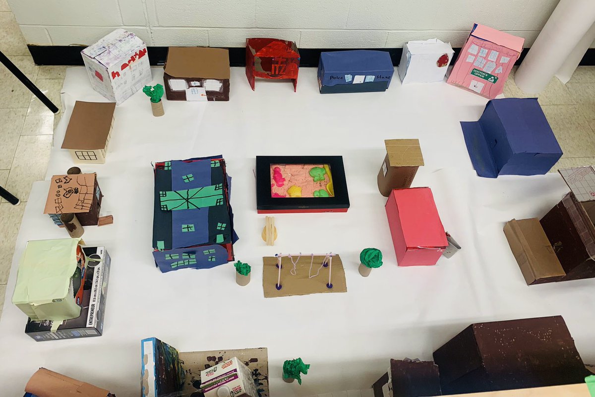 Grade 1 students examined their local community, its characteristics and services. They then built their own community! <a href="/PeelSchools/">Peel District School Board</a>