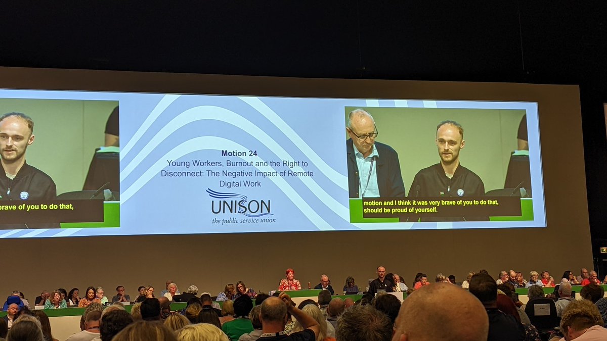 CarlGreatbatch's tweet photo. Being a branch sec is sometimes a thankless job, but the sense of pride I feel when our young delegate Lewis Shanley can be supported to tell his truth to support a motion on Young Members' Well Being so powerfully makes everything worthwhile. @UnisonMcr @NorthWestUNISON #undc22 https://t.co/6Ss4SjsimY