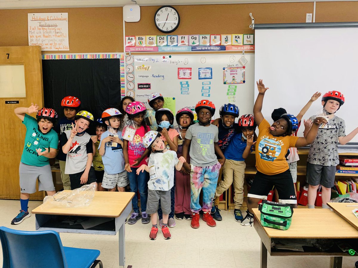Thank you <a href="/PRPVillage/">Peel Children’s Safety Village</a> for donating helmets to Grade 2/3 students! We are excited to safely ride our bicycles this summer ☀️🚲