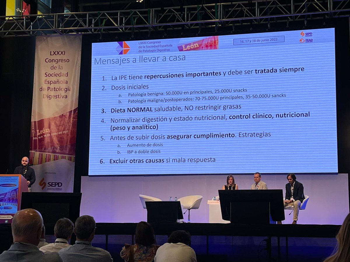 DigestivoHUCab1's tweet photo. ¿Còmo ajustar el tratamiento enzimático sustitutivo en pacientes con IPE? Nuestro pancreatòlogo de referencia, el Dr.Olmos @JMOlmosM nos lo explica. @sepdigestiva #SEPD2022 @DigestivoHUCab1 https://t.co/N7KQ8vPVEE