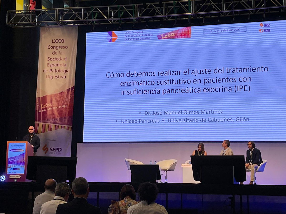 DigestivoHUCab1's tweet photo. ¿Còmo ajustar el tratamiento enzimático sustitutivo en pacientes con IPE? Nuestro pancreatòlogo de referencia, el Dr.Olmos @JMOlmosM nos lo explica. @sepdigestiva #SEPD2022 @DigestivoHUCab1 https://t.co/N7KQ8vPVEE