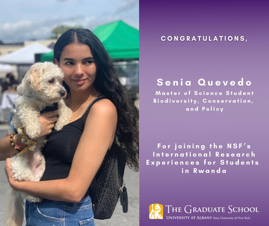 UAlbanyGradSch's tweet photo. Congratulations to @senia_quevedo who will be part of the @nsf International Research Experiences for Students project at @Uni_Rwanda ! Click here to read more https://t.co/bM58uY3suK #HelloUAlbany #UAlbanyGradSchool #MastersDegree  #GraduateSchool #UAlbany #HelloUAlbany https://t.co/OWsyyJaKY0