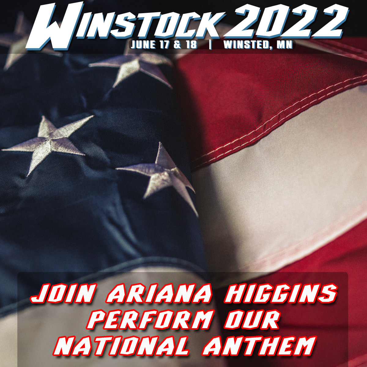 WinstockMN's tweet photo. Please join us in the singing of our national
anthem performed by Arianna Higgins #Winstock22 https://t.co/nFMUQZgSj6