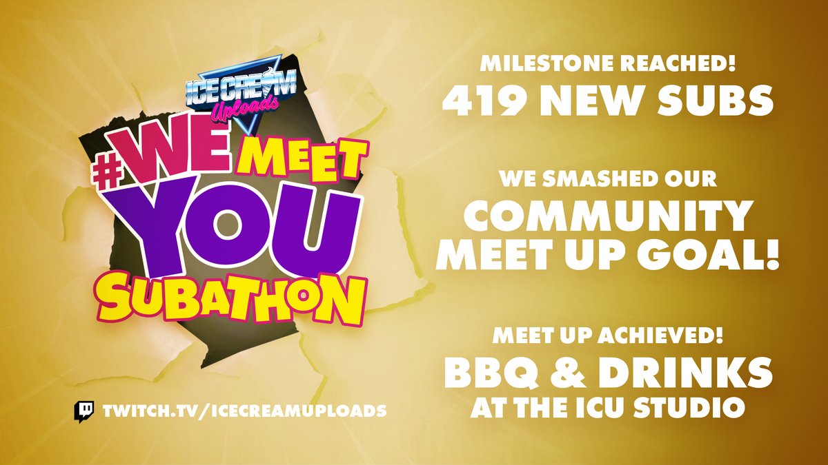 IceCreamUploads's tweet photo. A MASSIVE THANK YOU! 🙏

We managed to SMASH our initial goal of 300 subs during the Subathon last weekend. With that, we reached our stretch goals and can confirm that we will be hosting our first #WeMeetYou BBQ in August 😎

More details coming soon! https://t.co/7DBGNhx0o7