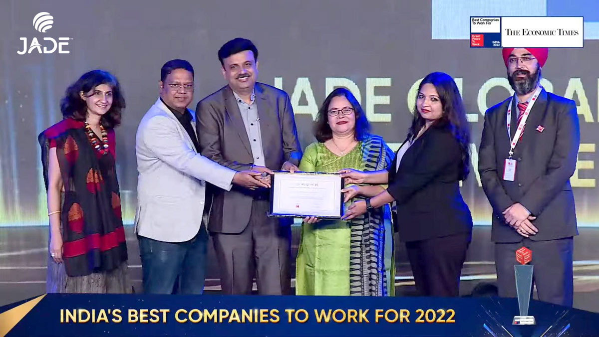 JadeGlobal's tweet photo. Jade is at 75th rank in the top 100 companies!                                                      #greatplacetoworkindia #gptwcertified #gptw #Jade https://t.co/4djJSrfkmL