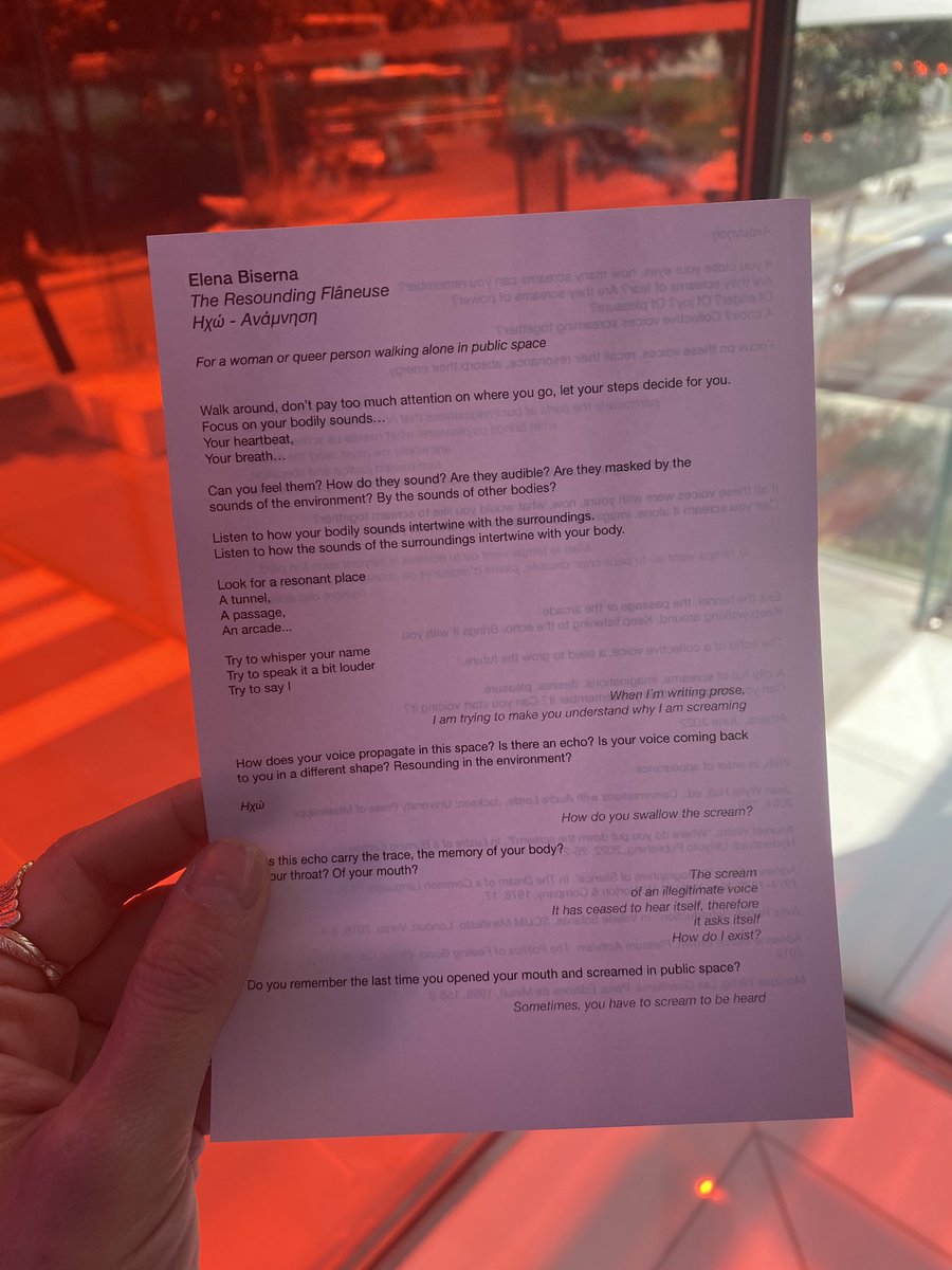 elenabiserna's tweet photo. My scores for the School for Sonic Memory are printed.                                                      The Resounding Flâneuse
Ηχώ - Ανάμνηση https://t.co/1DjhL7lXcx. Come and pick them up if you’re in Athens @OnassisStegi https://t.co/yPg1cpLg8m
