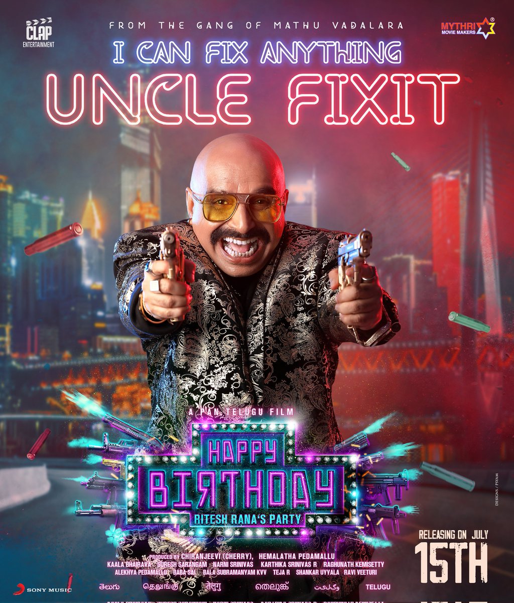 Problem edaina, solution okkate.
Consult 'UNCLE FIXIT'😎

Introducing #Sudarshan Garu from #HappyBirthday 🥳

In Cinemas from July 15th 💥
#HBDMovieOnJuly15
<a href="/Itslavanya/">Lavanya konidela tripathi</a> <a href="/RiteshRana/">Ritesh Rana</a> <a href="/vennelakishore/">vennela kishore</a> @nareshagastya #Satya <a href="/kaalabhairava7/">Kaala Bhairava</a> @sureshsarangam <a href="/ClapEntrtmnt/">Clap Entertainment</a> <a href="/MythriOfficial/">Mythri Movie Makers</a>