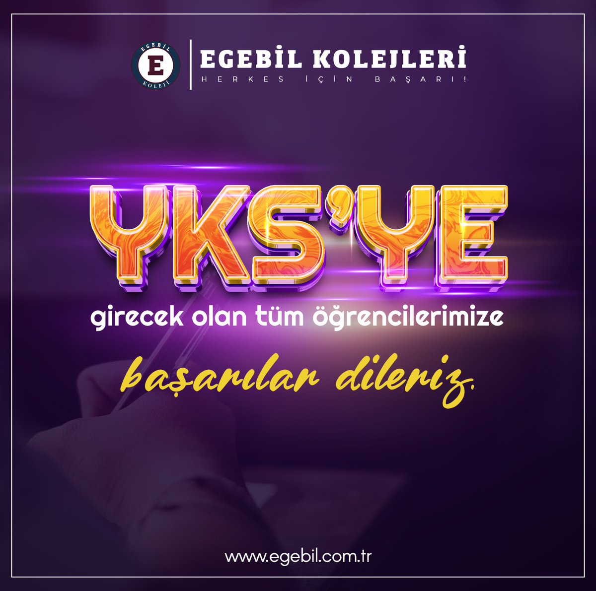 egebilkolejleri's tweet photo. YKS'ye girecek tüm öğrencilere başarılar dileriz!

#egebilyılı #egebil #eğitim #kolej #özelokul #yks2022 #yks #tyt #ayt https://t.co/ovIGGB3wSN