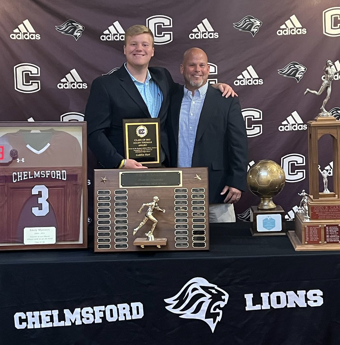 Congratulations to <a href="/CHSLionsRugby/">CHS Boys Rugby</a> captain Griffin Hart for earning the Al Thomas Award this year! Did I mention he is the CHS Rugby Scholar Athlete (highest GPA) &amp; the team MVP? <a href="/StonehillFB/">Stonehill Football #DIG</a> is getting a true gem. Go get ‘em Griff! #NoQuit #parkerpride