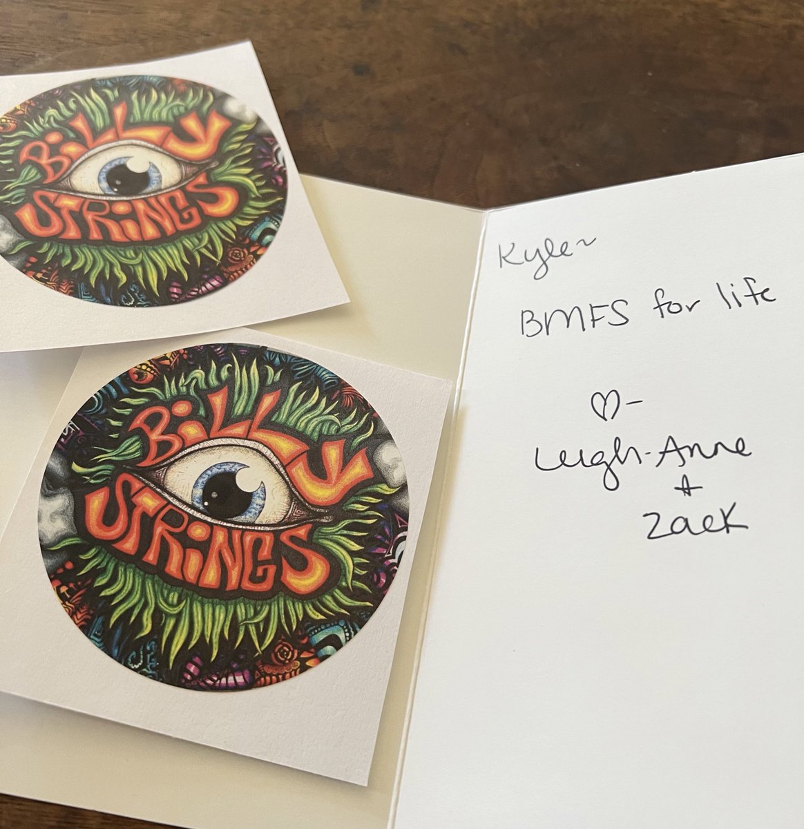 kyleahurd's tweet image. @BillyStrings sticker mail from PA! Thank you so much @misslayost &amp;amp; Zach! Goes great with my briefcase collection! #billystrings #stickermail