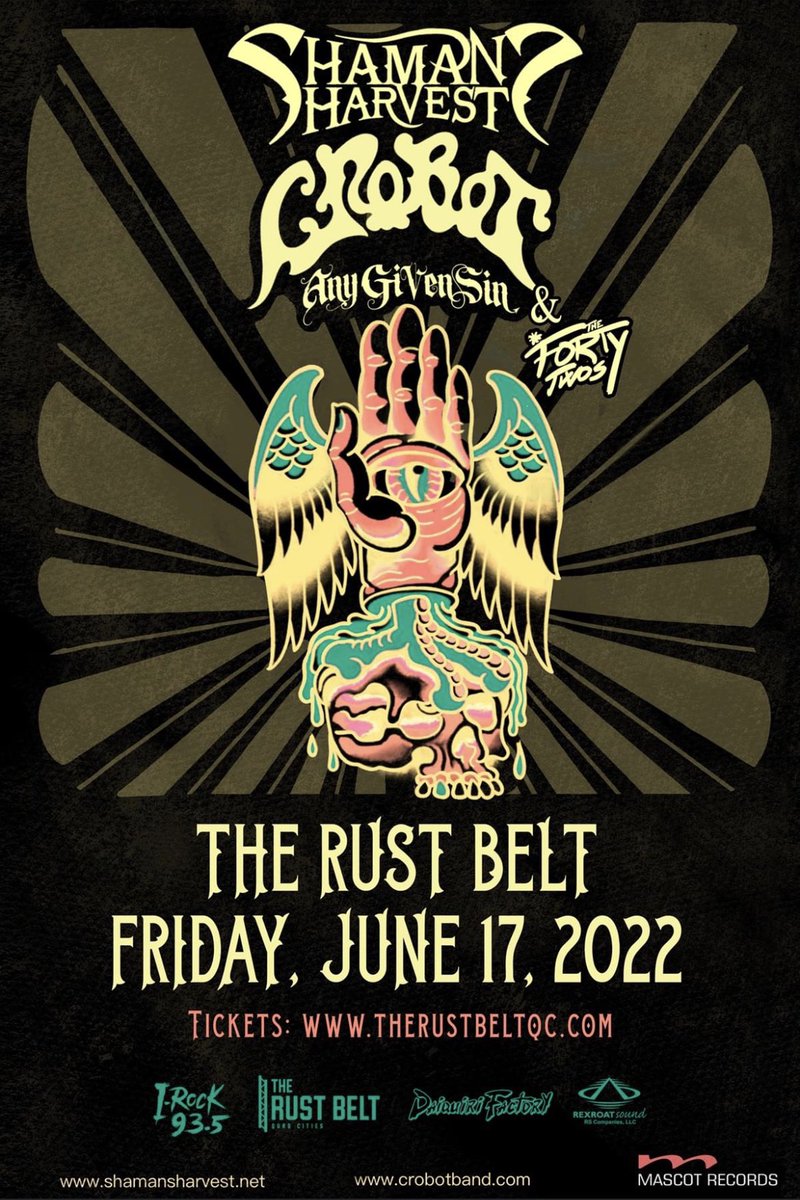 anygivensinband's tweet photo. Moline, IL
Letโs do this
Along with @shamansharvest and @Crobotband
#AnyGivenSin #ShamansHarvest #Crobot #MascotRecords #Tour #Moline #TheRustBelt #Tonight https://t.co/VgcBFW9Vbh