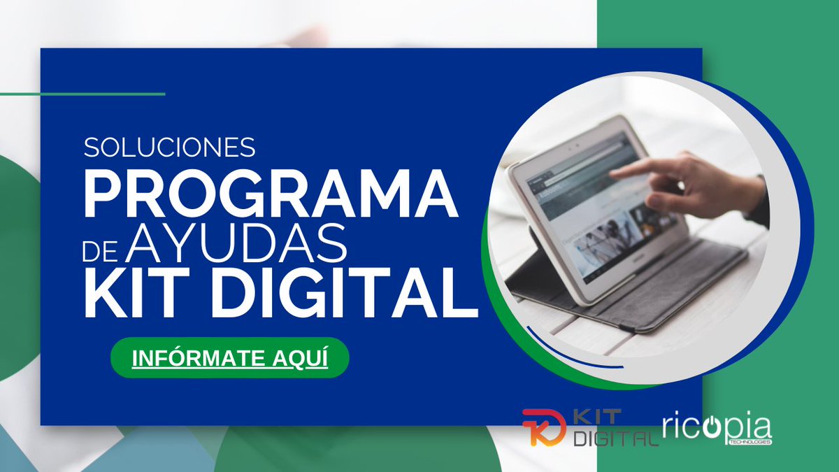 RicopiaTech's tweet photo. ¿12.000 euros 💸 para la digitalización de tu empresa? 🤯

 👉 Gracias a las Ayudas #KitDigital para PYMES podrás conseguir soluciones digitales que eleven a tu negocio a la madurez digital.

📲 Infórmate https://t.co/9XZahwNnhI
------
#Ricopia #Soluciones #Digitalización #Pymes https://t.co/bhypHhjquT