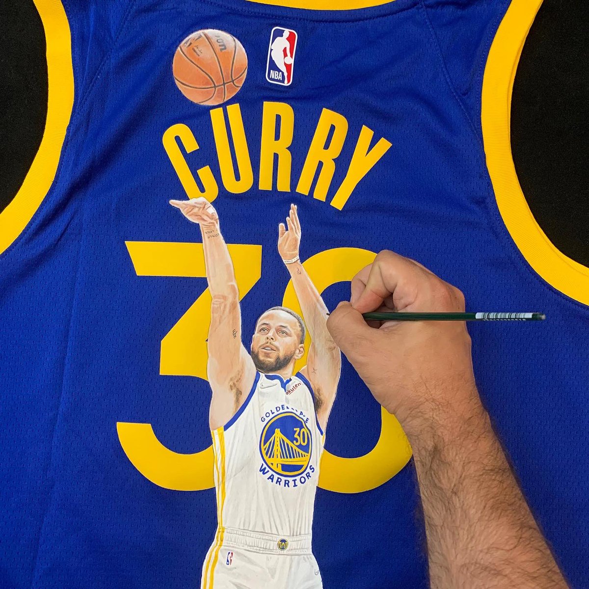 Hand painted Steph Curry jersey.