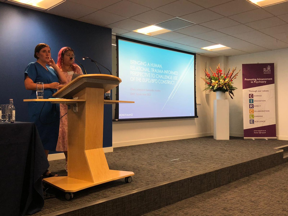 rcpsychCCQI's tweet photo. Dr Samantha Hartley @HartleySamantha, Clinical Psychologist @BDCFT , and Olivia Johnson @livmakingchange , Expert by Experience and Support Worker @hfdshiremind, bring a trauma-informed perspective to challenge the use of the EUPD construct 

#QNICForum22 #TraumaInformedCare https://t.co/mda4u3uRpK